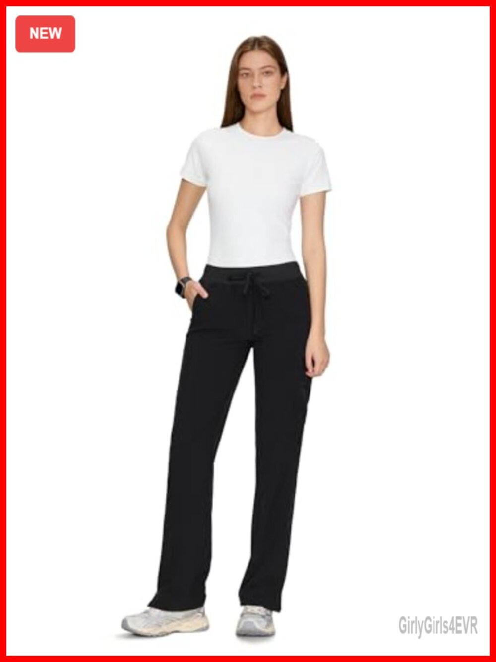Women's Scrub Pants Straight Leg Drawstring Mid Rise - Picture 2 of 6